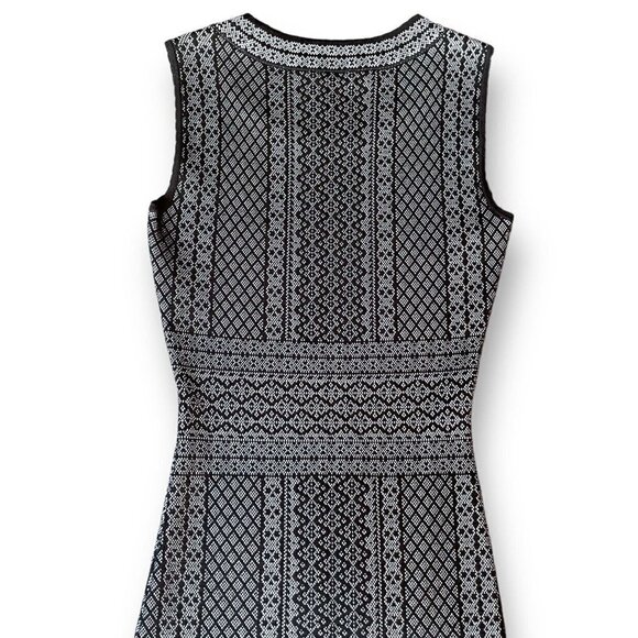 BCBG Max Azria Womens Jose Dress XS Black White Geometric Knit Bodycon Sheath - Picture 7 of 9